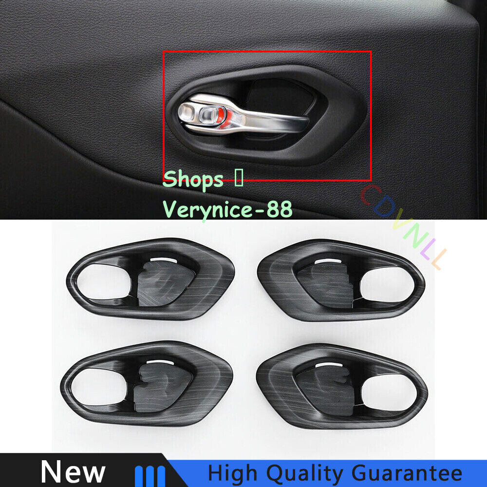 For Jeep Cherokee 14-2020 Black Wood Grain Interior Door Handle Bowl Cover Trim