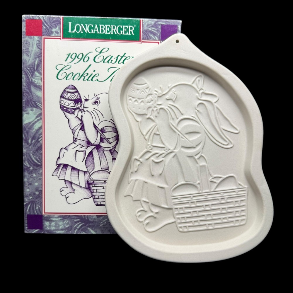 1996 Longaberger Easter Bunny Cookie Chocolate Mold New In Box with Basket Eggs