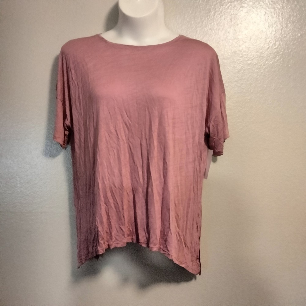 Mauve Short Sleeve Blouse for Women Size 22 by Woman Within