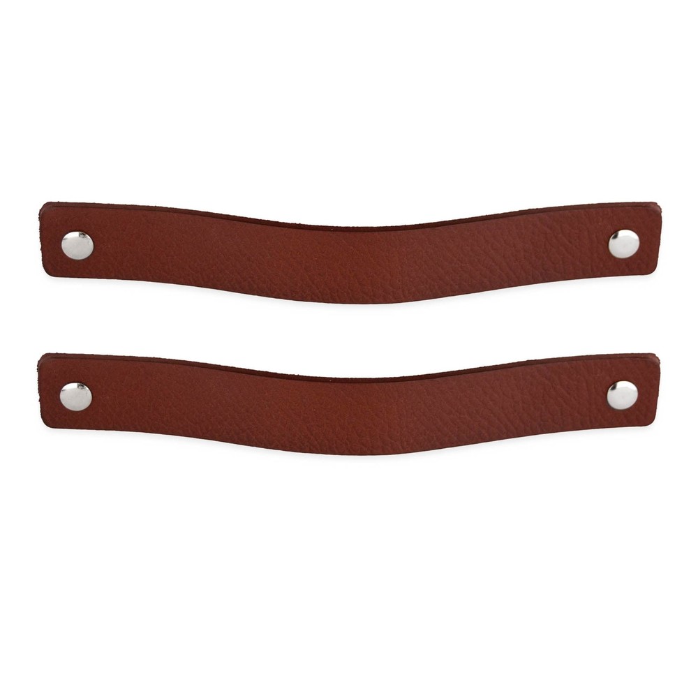 Cognac Leather Drawer Pulls - 2 pcs - 7-7/8 x 1 - Premium Leather Handle