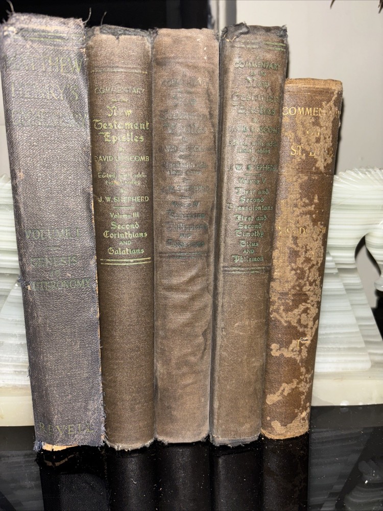 19th Century 5 Bible Commentary Book Lot Christian Theology Library