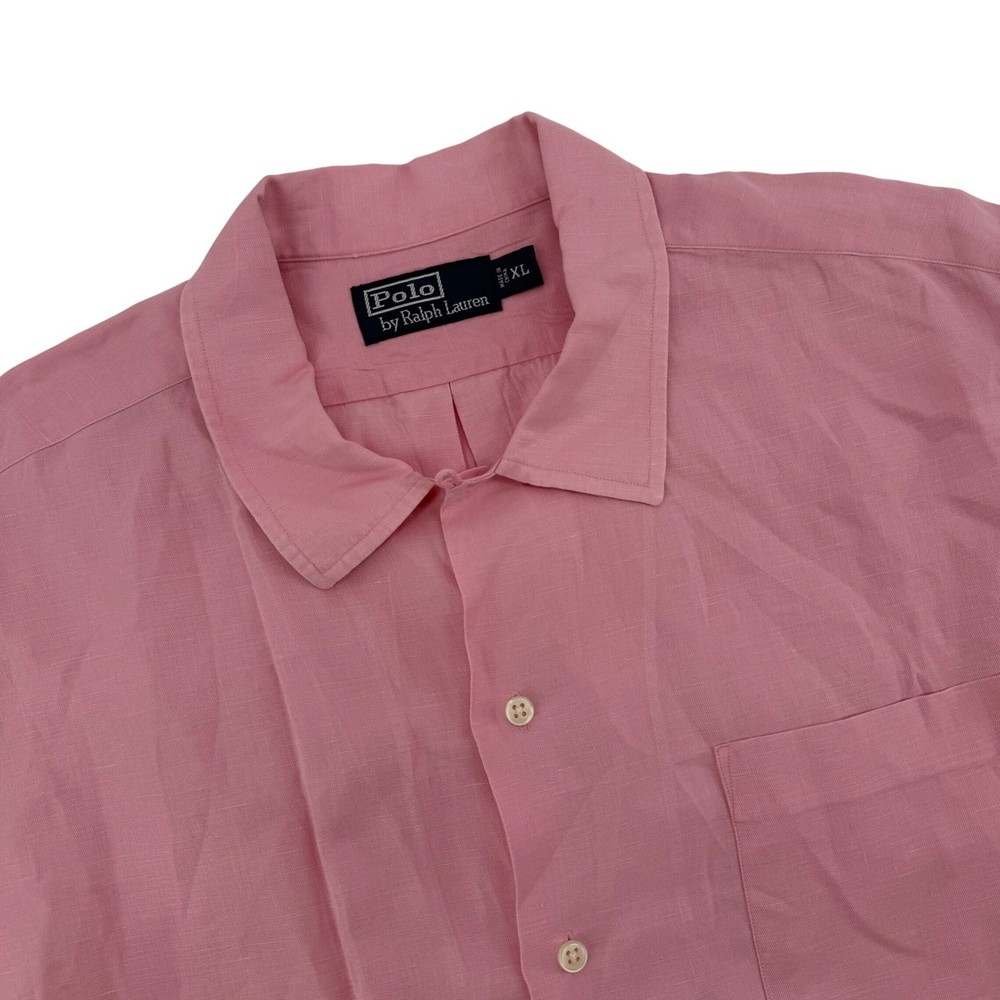 Polo Ralph Lauren Pink Long Sleeve Camp Shirt Mens XL Linen Silk Blend
