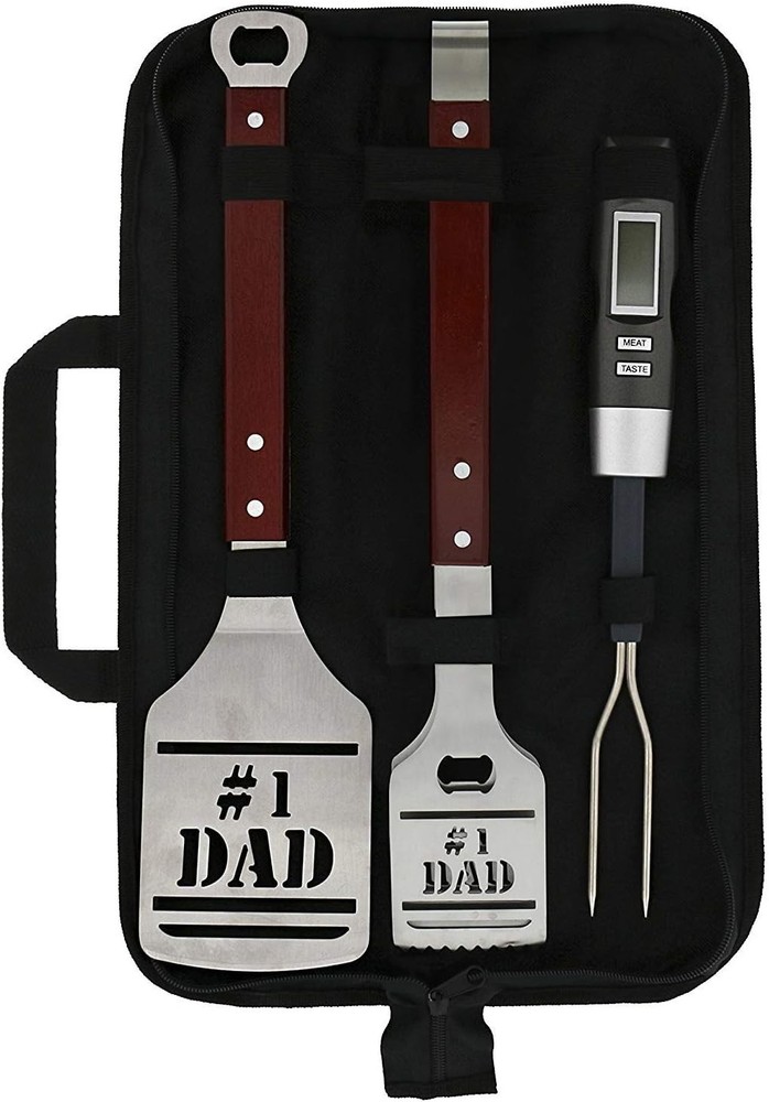 Juego de Herramientas para Parrilla de Barbacoa para Papá, 4 Piezas, Pinzas, Esp