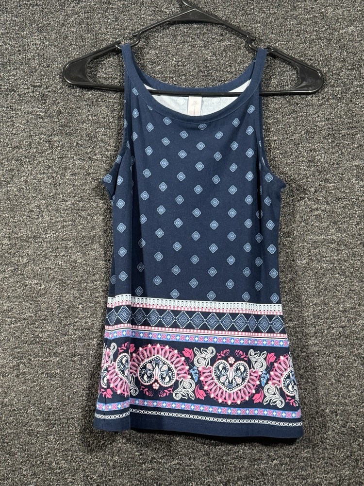 No Boundaries Juniors Printed Tank Top Hight Neck Size M 7/9