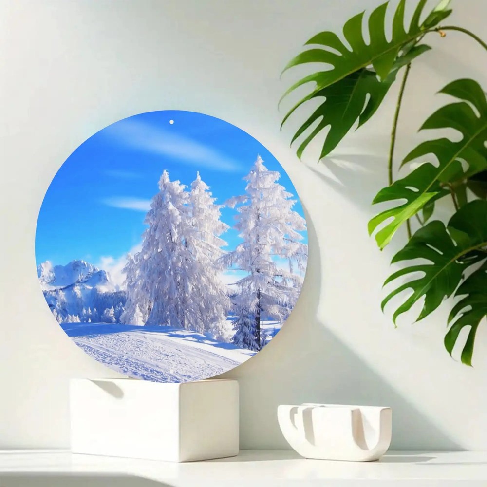 Winter Snow Forest Round Sign - Humorous Home Wall Art