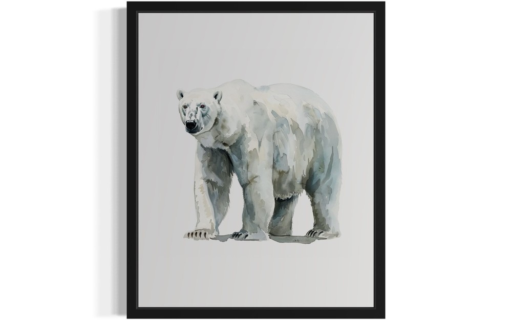 Polar Bear Animal Watercolor Art Print Poster Wall Art Painting