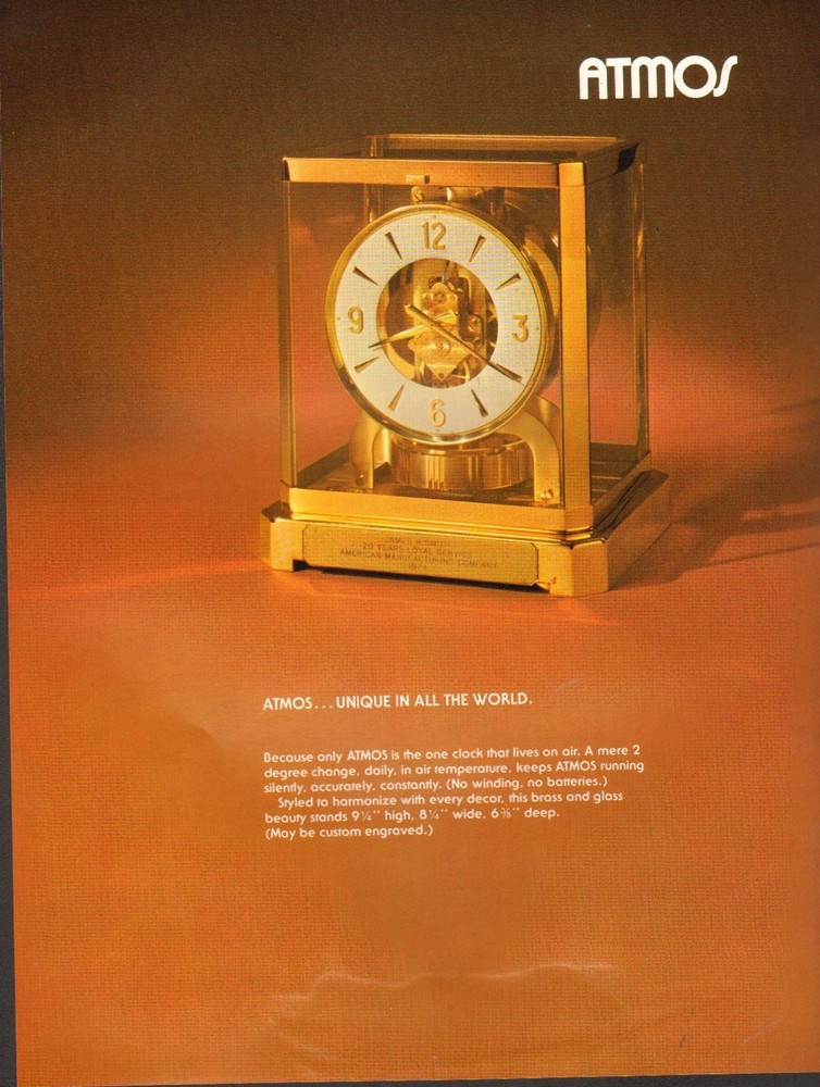 VINTAGE AD SHEET #1156 - ATMOS MANTLE CLOCK