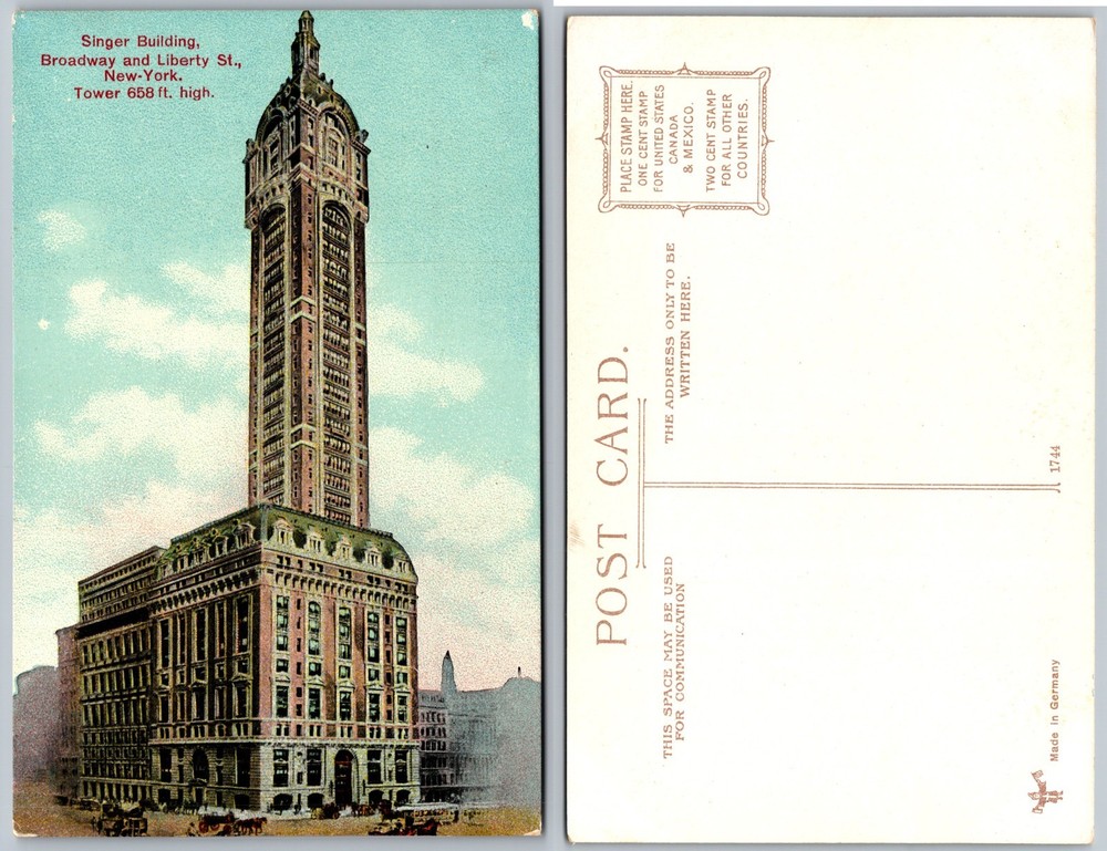 Singer Building New York Postcard