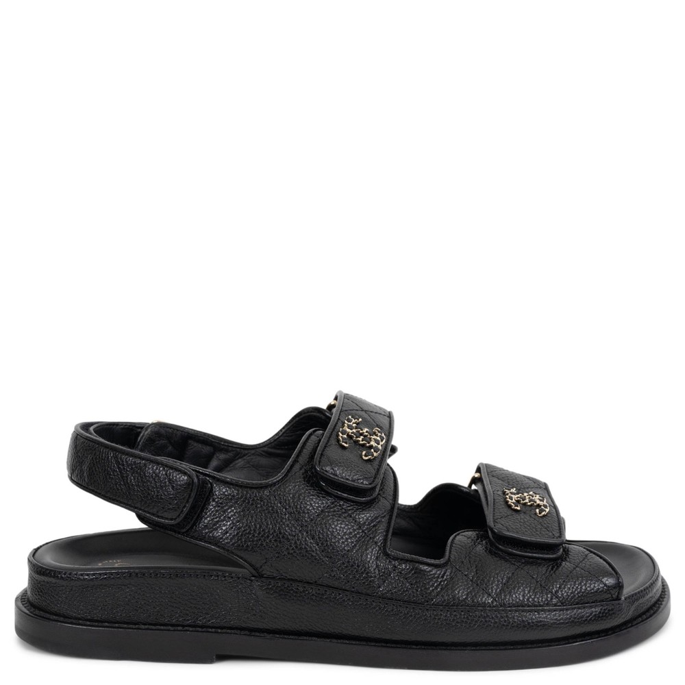 CHANEL REV DAD Sandals 38.5 in Grained Leather