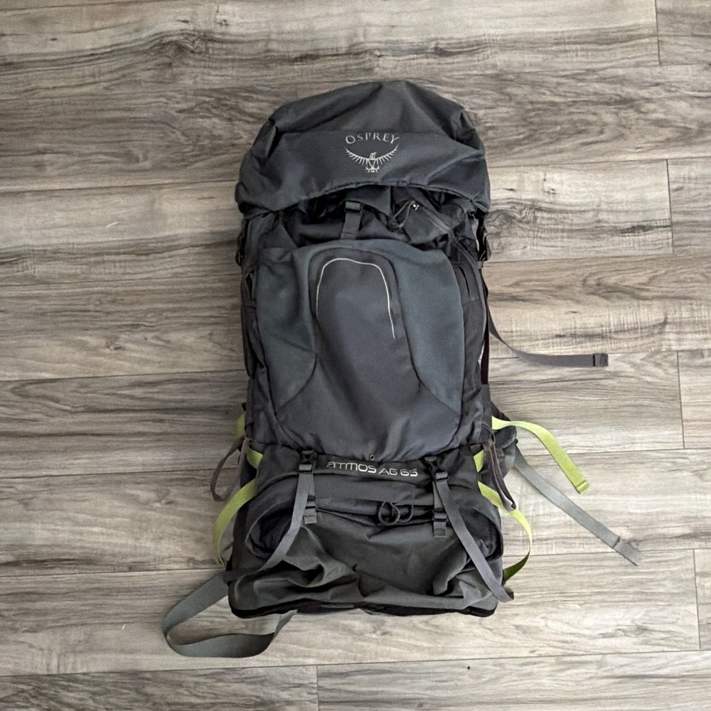 Osprey Atmos AG 65 65L Men's Large Hiking Backpack Gray/Green Hydration