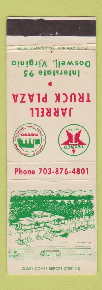 Matchbook Cover - Jarrell Truck Stop Texaco oil gas Doswell VA