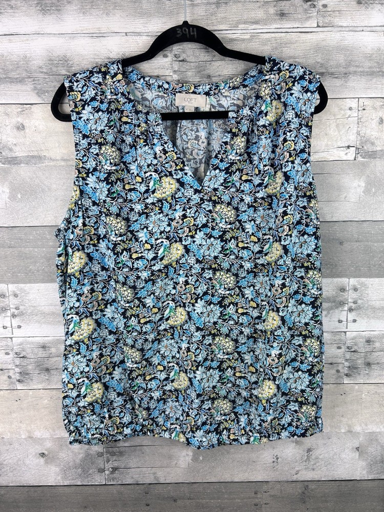 Loft Women’s XL Floral V Neck Sleeveless Blouse
