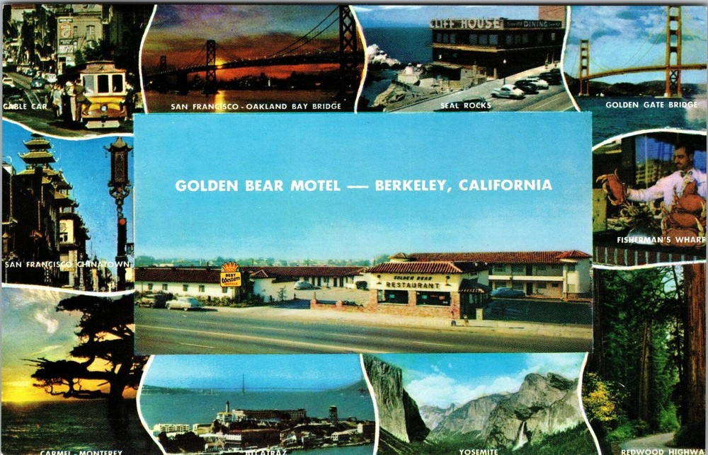 Berkeley CA-California, Golden Bear Motel, Outside, Vintage Postcard