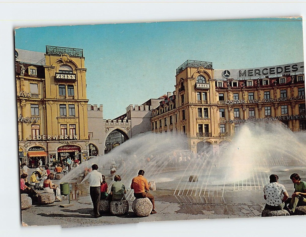 Postcard Karlsplatz with Karlstor Munich Germany