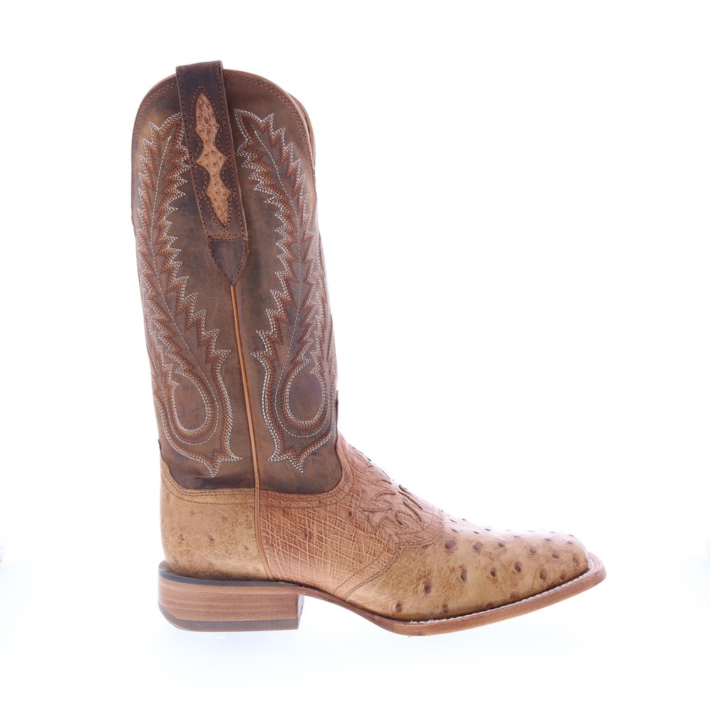 Durango Premium Exotic Full Quill Ostrich Mens Brown Wide Western Boots