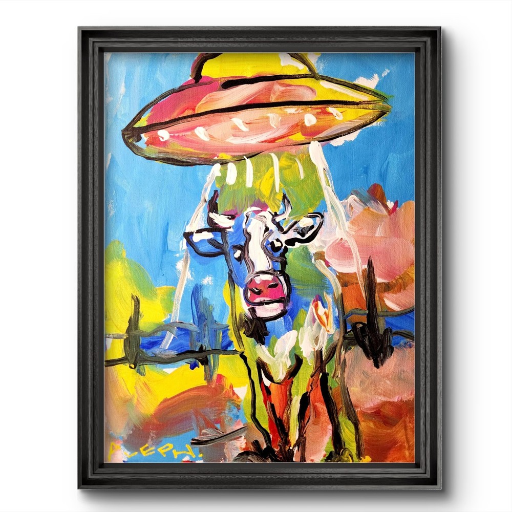 Aleph Original Art Ufo 14x11 Animals Abstract Expressionist Painting Canvas