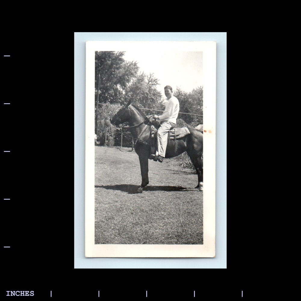 Old Vintage Photo MAN SITTING ON HORSE
