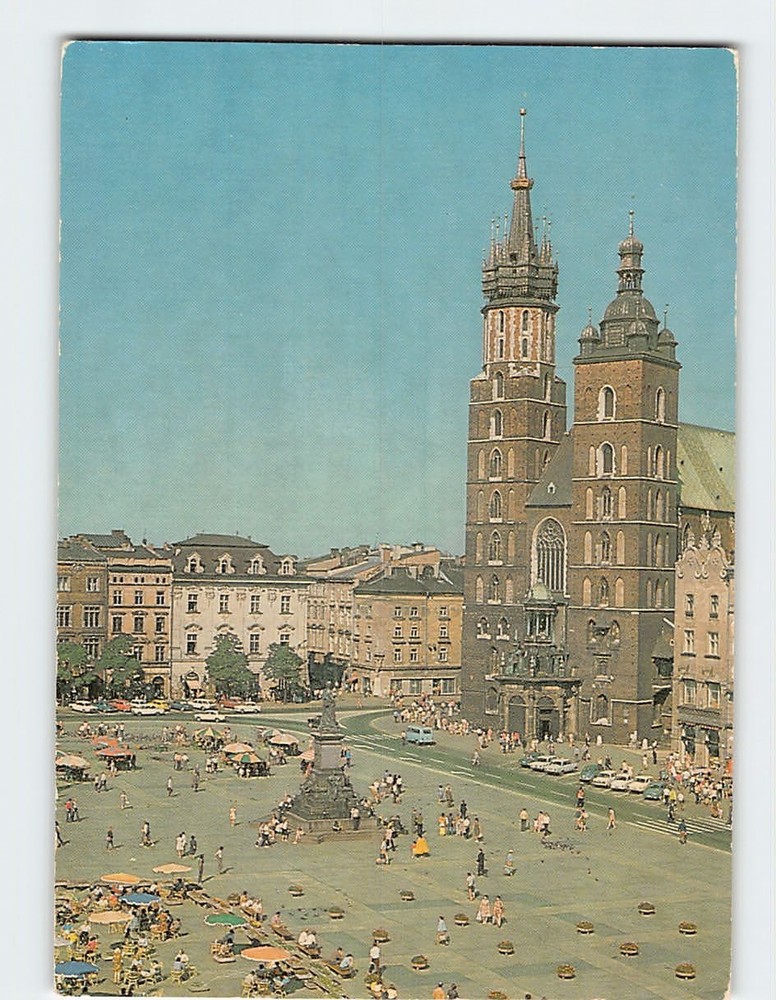 Postcard St. Mary's Basilica & Main Market Square in Kraków Poland