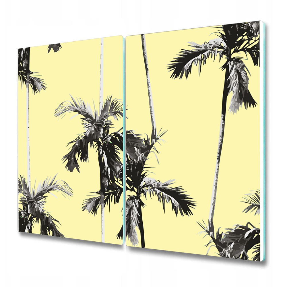 Glass Cutting Board Island Palm Tropical Minimalist palm Surf Yellow 2x30x52