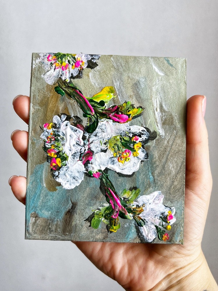 Impressionist Blooming Fruit Tree Branch Orchard Blossom Art Painting