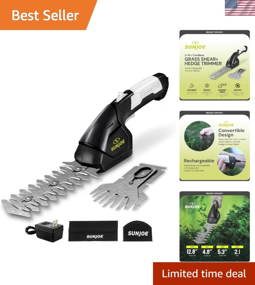 7.2V Cordless Grass Shear and Hedge Trimmer with Safety Lock