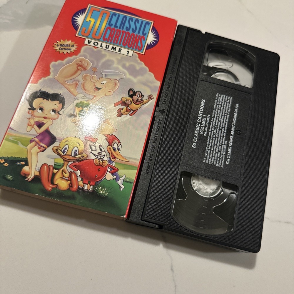 50 Classic Cartoon: Volume 1 Animated Vhs Video, Woody Woodpecker, Felix Popeye+