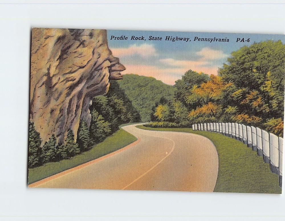 Postcard Profile Rock State Highway Pennsylvania USA