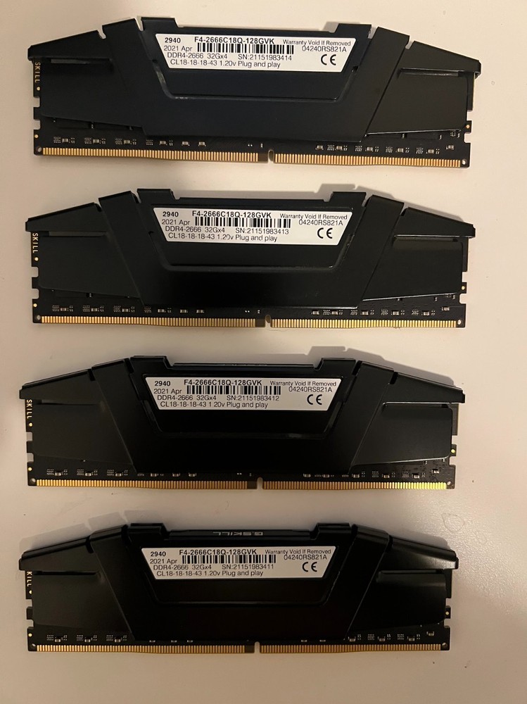 G.SKILL Ripjaws V 128GB DDR4-2666 Desktop RAM Kit (32GBx4 / F4-2666C18Q-128GVK)