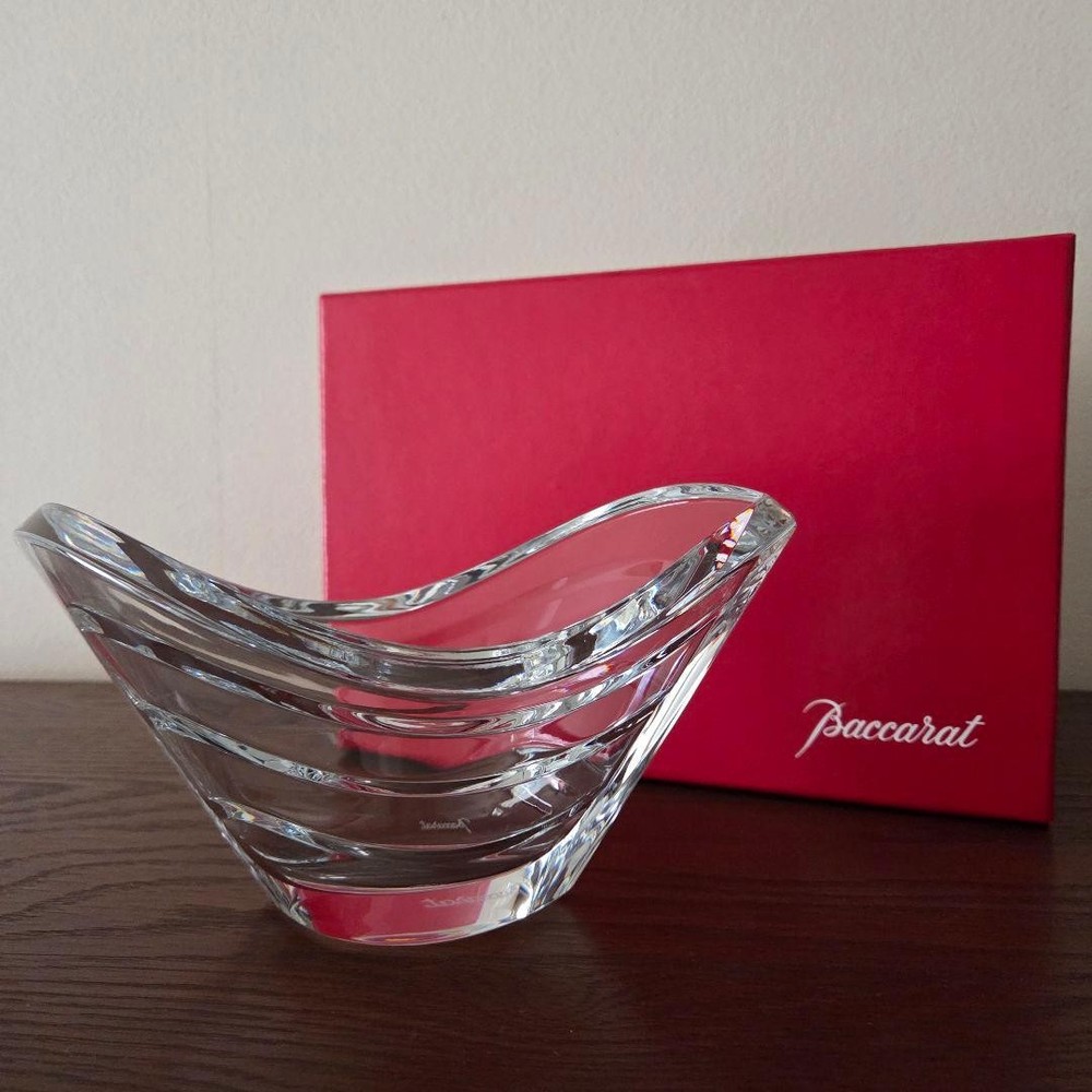 Baccarat Wave Crystal Vase Flower Bowl Collectible Made in France