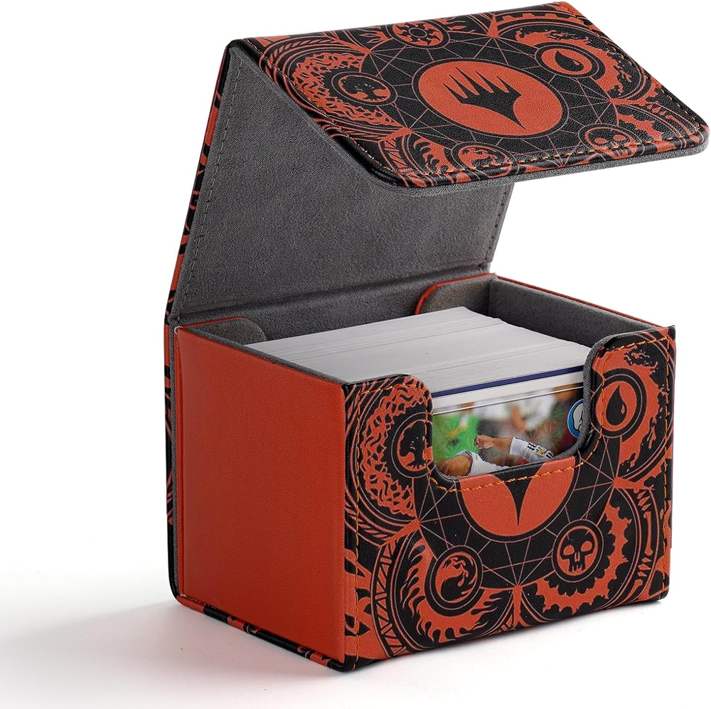 Deck Box for MTG Cards, Trading Commander Deck Case Holds 120+ Sleeved Cards, PU