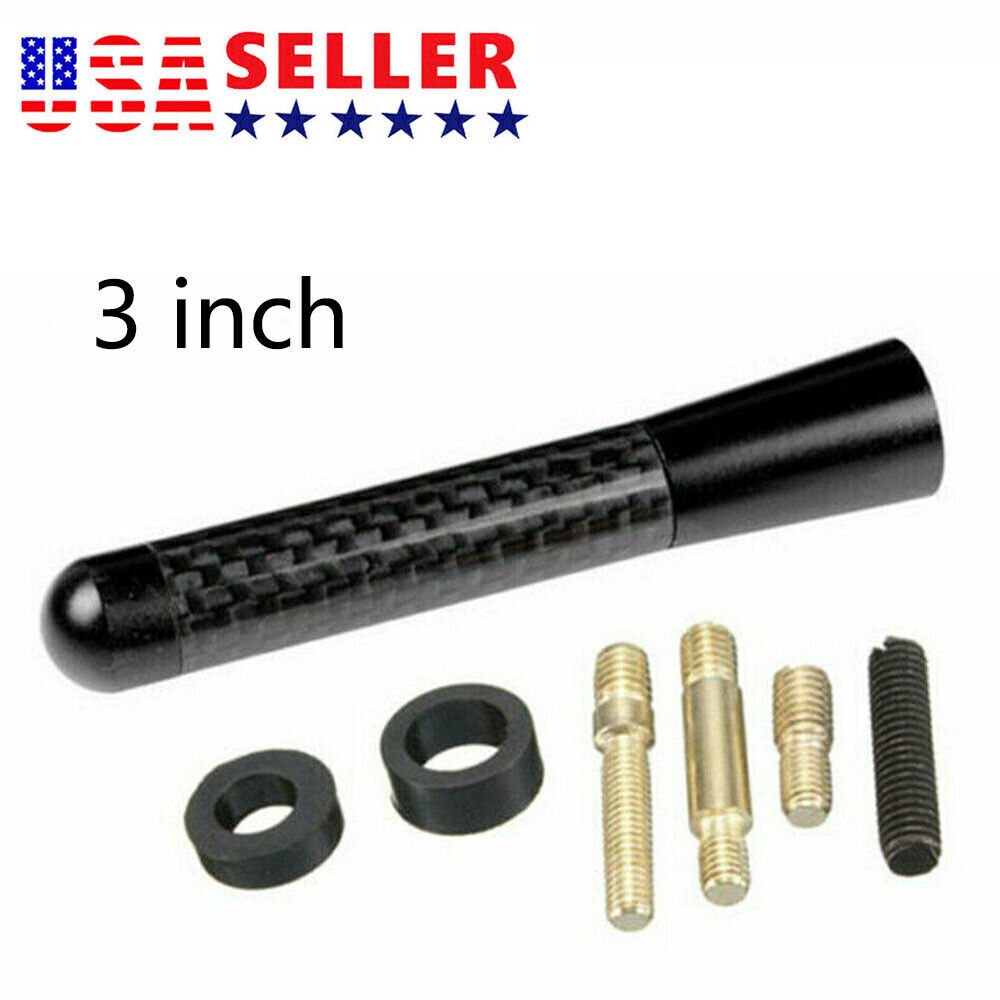 Car Antenna Carbon Fiber Radio FM 3inches Antena Black Kit Screw Universal US