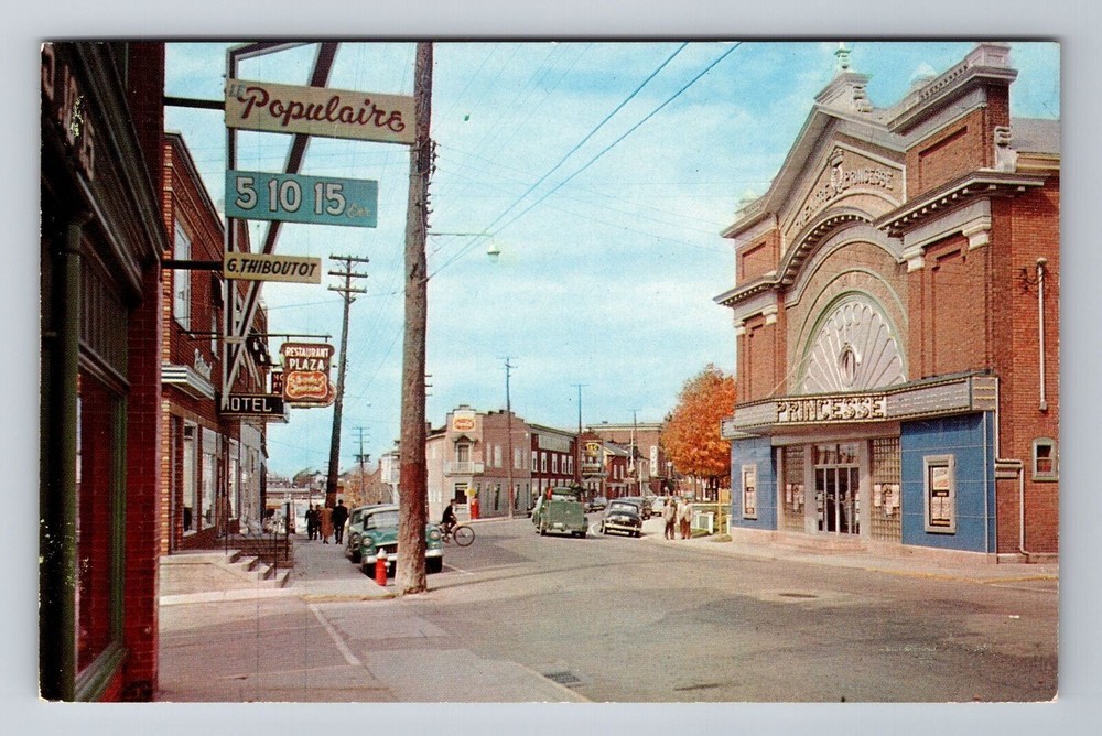 Quebec Canada, Riviere Du loup, La Rue Lafontaine, Theater, Vintage Postcard