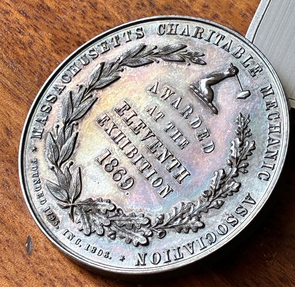 1869 Massachusetts Charitable Mechanics Association Medal Silver, 50mm, Mitchell