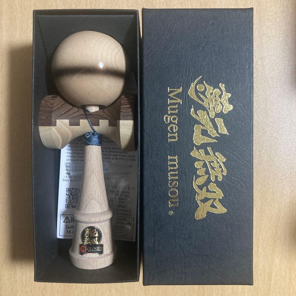 Kendama Yumemoto Musou Masugumi Iwata Wood  with Replacement Sword Tip Kit