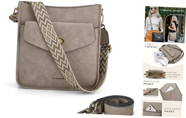 Crossbody Bags for Women Trendy Vegan Leather Shoulder Bag Hobo Purses Khaki