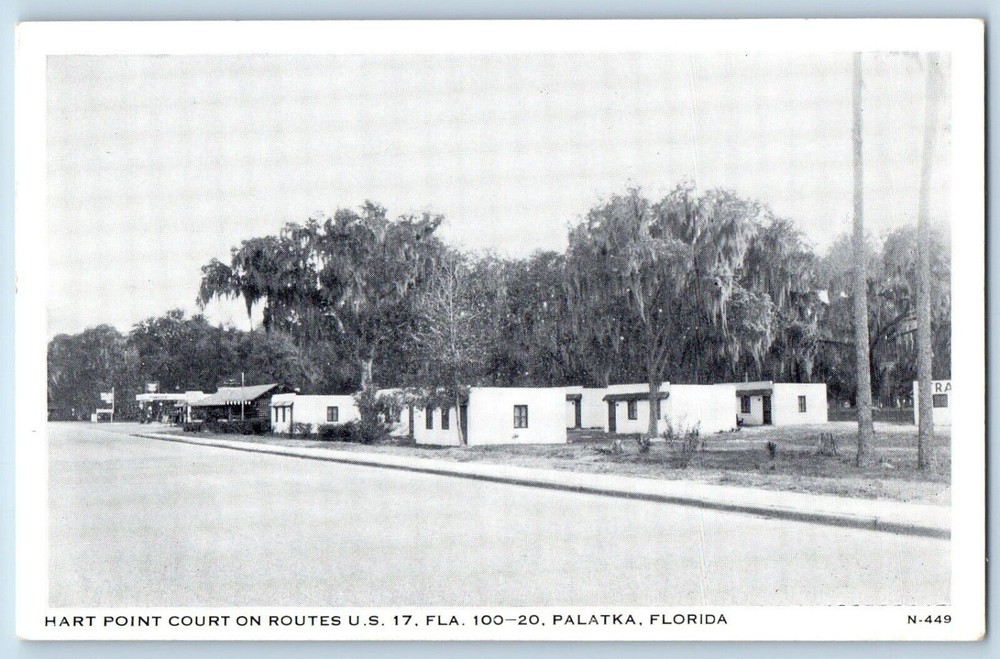 Palatka Florida FL Postcard Hart Point Court Routes Exterior View c1940 Vintage
