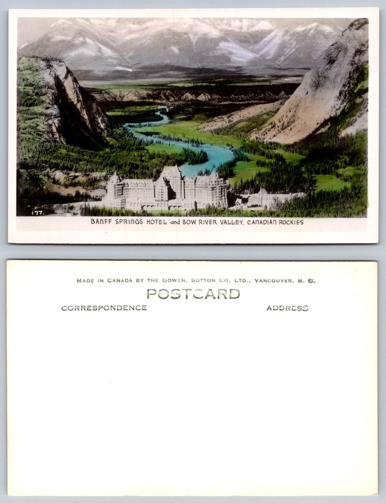 Banff Springs Hotel Bow River Valley Canadian Rockies Postcard Gowen Sutton