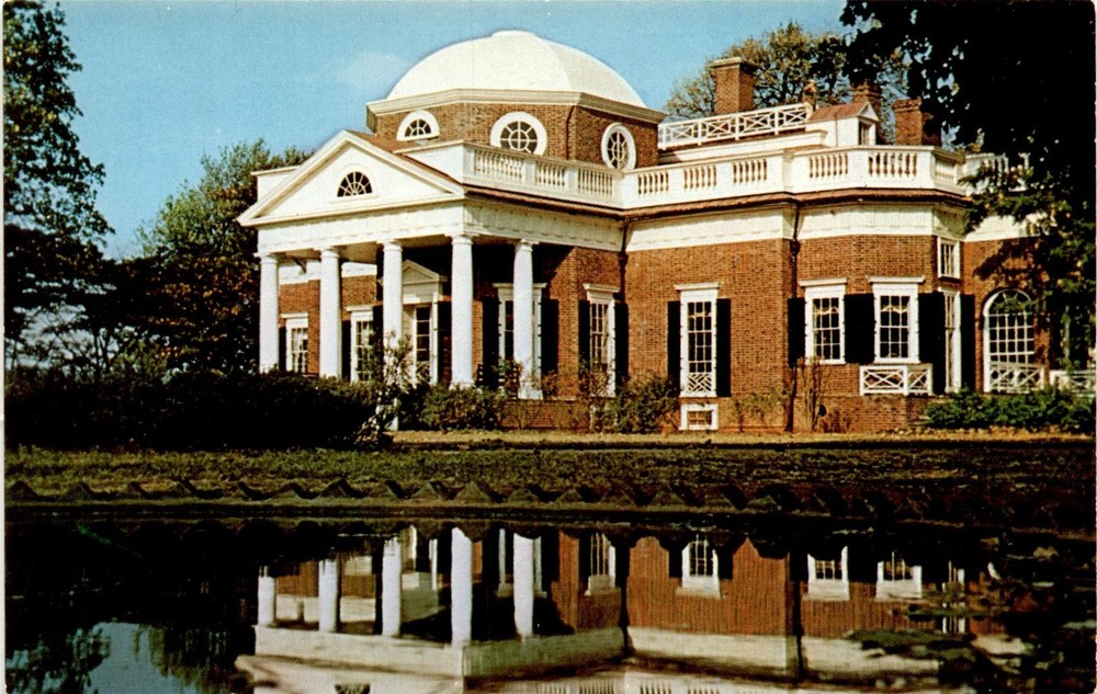 Monticello, Charlottesville, Thomas Jefferson, mansion, slaves, Postcard
