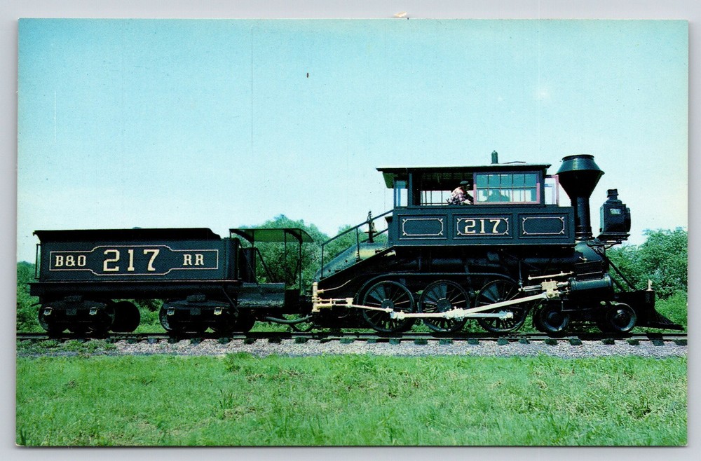 Transport~Train~Baltimore MD~Museum~Davis Camel 1873 Steamer~1950s Postcard
