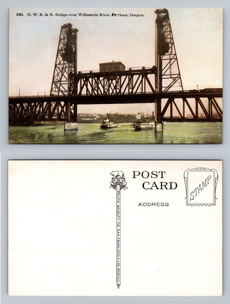 Portland, OR-Oregon, Willamette River Bridge Scene PC Vintage Postcard