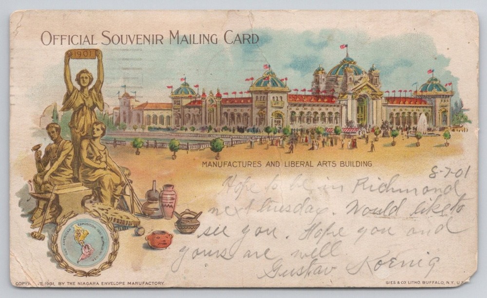 1901 Pan-American Expo Manufactures & Liberal Arts Building Postcard