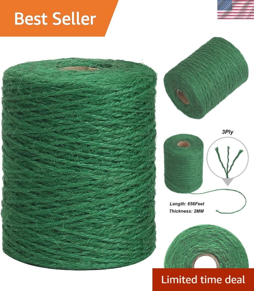 65ft 2mm Green Jute Twine for Gardening and Floral Arrangements