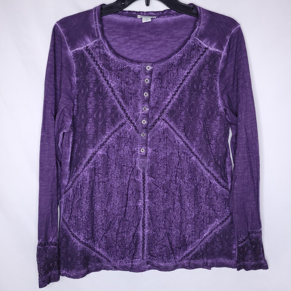 Sundance Top Medium Purple Lace Embroidered Babydoll