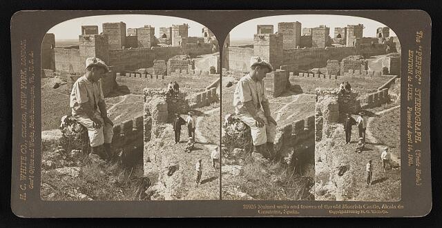 Ruined walls of the old Moorish castle, Alcala de Guadaira, Spain 1908