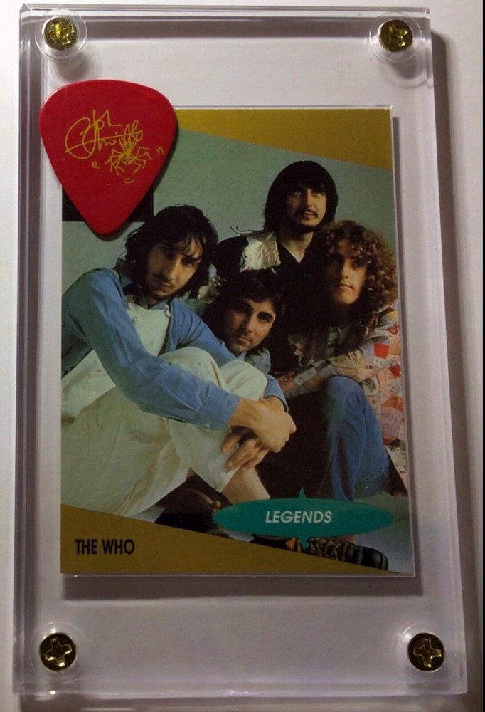 The Who Super Stars trading card #20 / John Entwistle red guitar pick display!