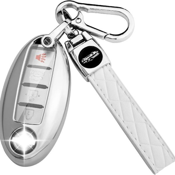 Key Fob Cover with Keychain, Soft TPU Key Case Shell Full Protection for Silver