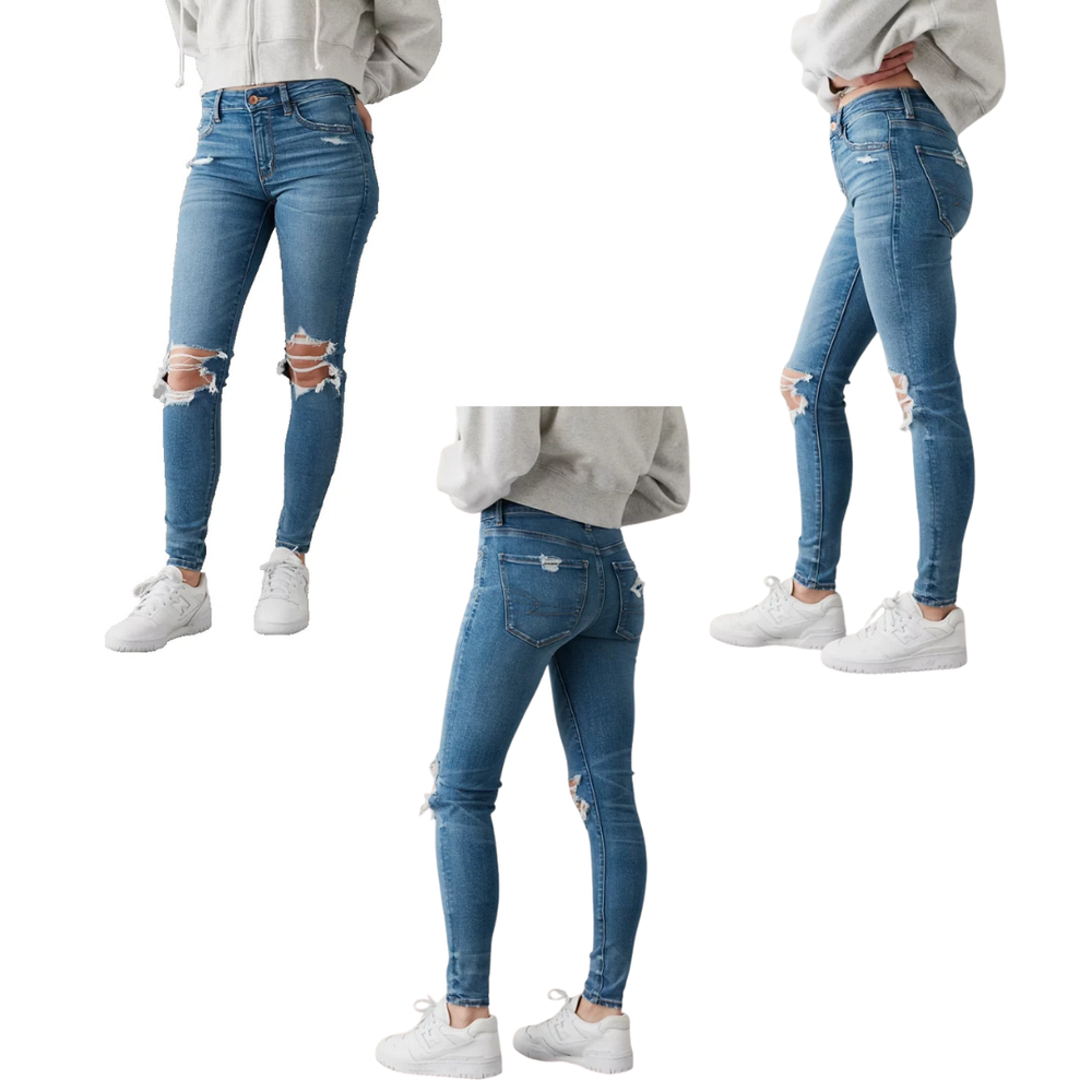 American Eagle Jeans High Rise Waisted Jegging Stretch Skinny Ripped 18 Short