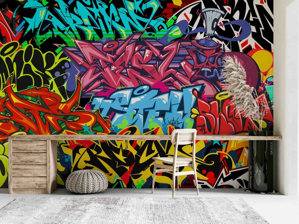3D Abstract Artistic Graffiti Self-adhesive Removable Wallpaper Murals Wall 263-image