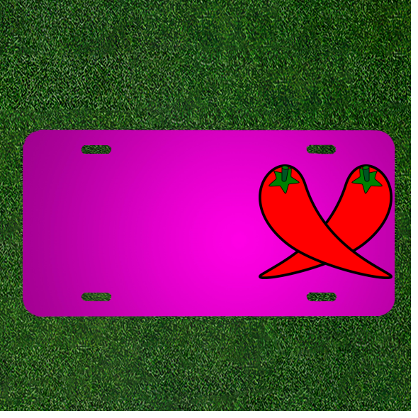 Create Your Custom Personalized Car License Plate with Names in Chili Pepper Hot Red Design