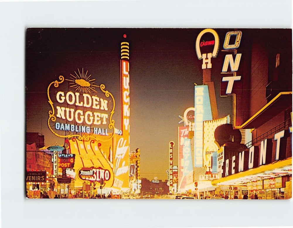 Postcard Fremont Street at Night Las Vegas Nevada USA